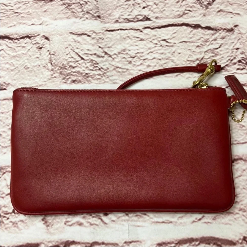 Coach Red Leather Wristlet with Gold Accents - Picture 2 of 16